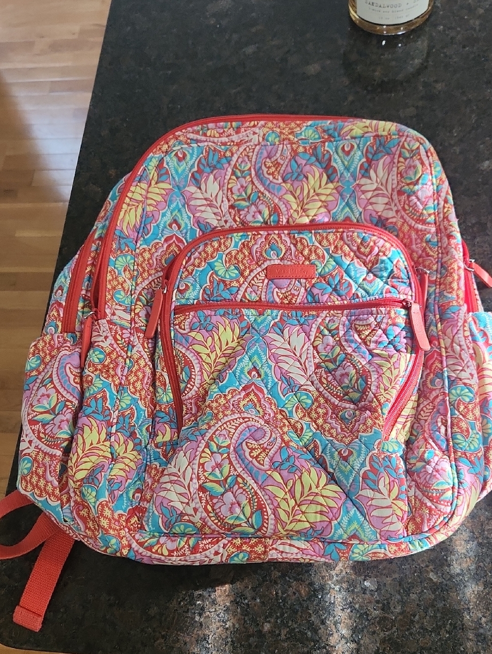 Vera Bradley Pink & Teal Paisley Quilted Backpack